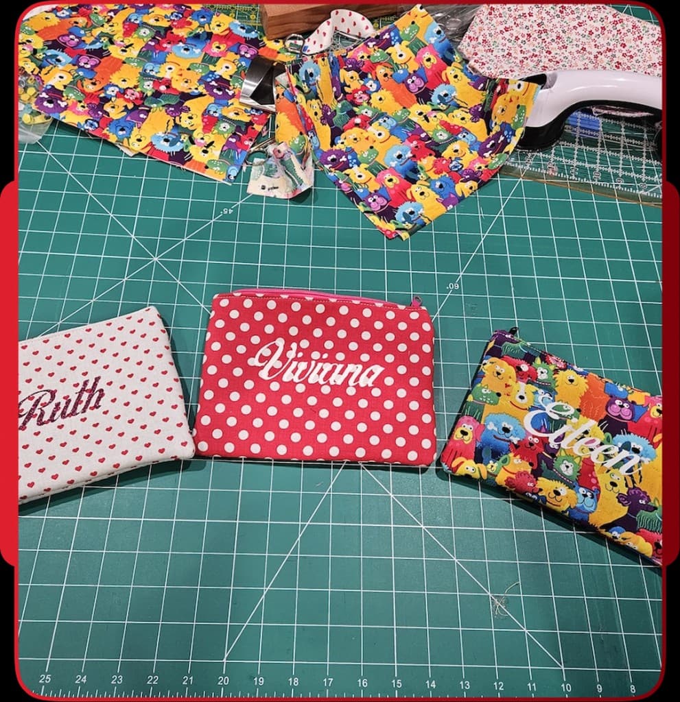 Red polka-dot pouch with Viviana embroidered name
