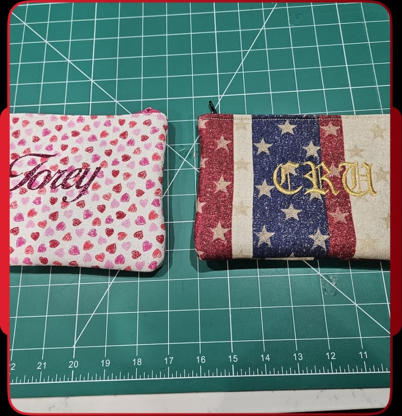 Custom Joey and CRH embroidered celebration pouches